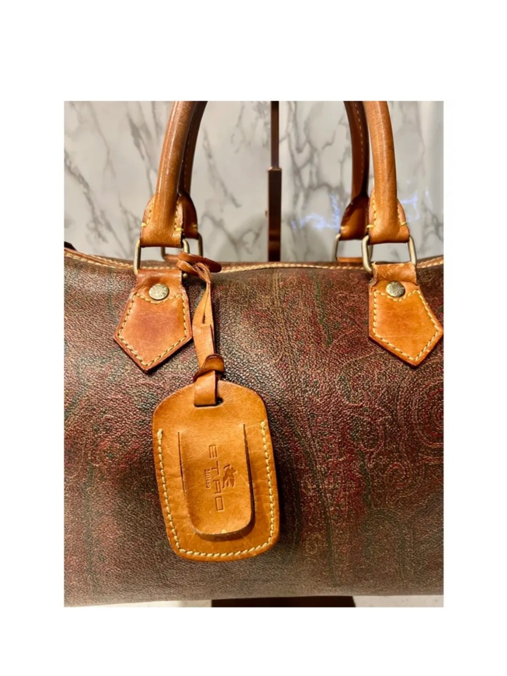 SOLD!!! Etro Brown Paisley Leather Satchel with Tan Trim EUC (900-1500 value) - Picture 11 of 17
